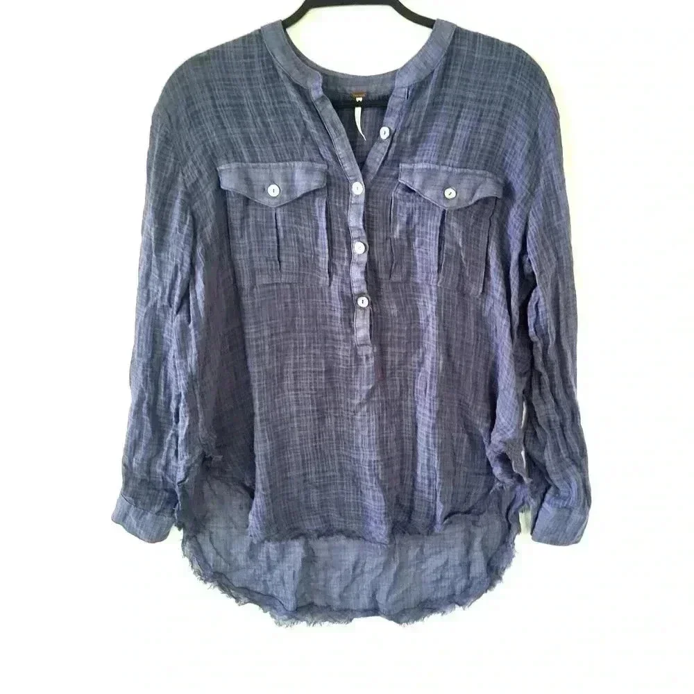Free People Blue Plaid Tunic Top‎